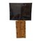 Vintage Bamboo Bronze and Black Patent Leather Table Lamp in the Style of Maison Jansen 1