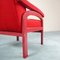 Sillón reclinable de tela roja y madera, años 70, Imagen 7