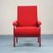 Red Fabric and Wood Reclining Lounge Chair, 1970s 4