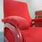Red Fabric and Wood Reclining Lounge Chair, 1970s 6