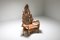Sedia da trono vintage in quercia intagliata, Francia, Immagine 2