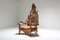 Vintage French Carved Oak Throne Chair 7