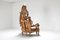 Vintage French Carved Oak Throne Chair 4