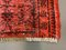 Distressed Turkish Narrow Runner Rug in Wool Overdyed Red and Black 4