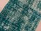Alfombra de pasillo estrecha turca envejecida en lana sobreteñida en verde, Imagen 3