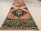 Vintage Turkish Pink and Green Distressed Woolen Tribal Runner Rug, Image 2