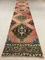 Vintage Turkish Pink and Green Distressed Woolen Tribal Runner Rug 9