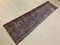 Vintage Turkish Overdyed Brown Distressed Woolen Tribal Runner Rug 5