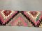 Vintage Turkish Shabby Chic Pink and Black Kilim Runner Rug 5