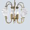 Brass and Glass Ceiling Lamp in the Style of Angelo Brotto, 1950s 10