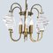 Lampada da soffitto in ottone e vetro nello stile di Angelo Brotto, anni '50, Immagine 10