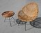 Chaises Egg en Rotin et Petite Table, Italie, 1950s, Set de 2 2