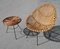 Italian Rattan Egg Chairs and Small Table Set, 1950s, Set of 2 2