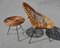 Italian Rattan Egg Chairs and Small Table Set, 1950s, Set of 2, Image 1