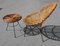 Italian Rattan Egg Chairs and Small Table Set, 1950s, Set of 2 3