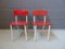 Chaises Hautes Rouges et Blanches, Allemagne, 1960s, Set de 2 1