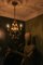 Italian Florentine Golden Metal Three-Light Chandelier with Porcelain Roses, 1970s 4