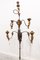 Large Standing Candleholder with 5 Lights in Forged Iron and Wood Carving, 1950s 9