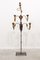 Large Standing Candleholder with 5 Lights in Forged Iron and Wood Carving, 1950s, Image 3