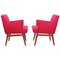 Mid-Century Oak Base Upholstered Armchairs, USA, 1950s, Set of 2 1