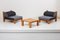 Lounge Chairs and Coffee Table Set in the Style of Charlotte Perriand, 1950s, Set of 3 10