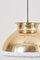 Large Brass Pendant Lamp with Fabric, 1970s 2