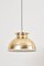 Large Brass Pendant Lamp with Fabric, 1970s 5