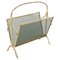 Brass and Glass Faux Bamboo Magazine Rack from Maison Baguès, 1960s, Image 1