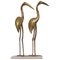 Large Hollywood Regency Brass Cranes on Marble Base, 1960s, Set of 2 1