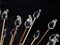 Messing Sputnik Kronleuchter mit Murano Glastropfen, 1970er 4