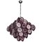 Large Vintage Amethyst Color Murano Glass Disc Chandelier Attributed to Vistosi 1