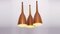 Copper Chandelier with Perforated Shades and Tropic Wood Details, 1950s 2