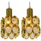 Brass and Glass Pendant Lamps, Austria, 1950s, Set of 2 1