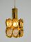 Brass and Glass Pendant Lamps, Austria, 1950s, Set of 2 3