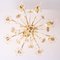 Large Gilded Brass and Glass Flower Chandelier from Palwa, 1960s 4