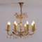 Large Gilded Brass and Glass Flower Chandelier from Palwa, 1960s 5