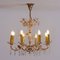 Large Gilded Brass and Glass Flower Chandelier from Palwa, 1960s, Image 5