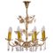 Large Gilded Brass and Glass Flower Chandelier from Palwa, 1960s, Image 1