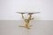 Brass Tree Sculpture Coffee Table with Round Glass Top, 1970s 5
