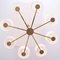 Lámpara de araña italiana de latón con ocho brazos, años 60, Imagen 3