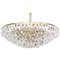 Large Gilded Brass and Crystal Glass Chandelier from Palwa, 1950s, Image 1