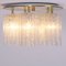 Large Flush Mount Chandelier with Glass Tubes and Brass Plate from Doria Leuchten, 1960s 2