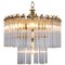2-Tier Glass and Brass Chandelier in the Style of Venini, 1960s, Image 1