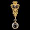 Antike schweizerische 18 Karat Gold, Diamanten & Granat Geflecht Uhr Chatelaine, 1870er 1