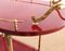 Mid-Century 2-Tier Red Goatskin Parchment Bar Cart or Tea Trolley with Bottle Holders by Aldo Tura, Image 6