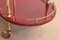 2-stufiger Mid-Century Servierwagen aus rotem Ziegenleder oder Teeglas mit Flaschenhaltern von Aldo Tura 8