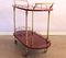 Mid-Century 2-Tier Red Goatskin Parchment Bar Cart or Tea Trolley with Bottle Holders by Aldo Tura, Image 3