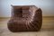 Asiento esquinero Togo vintage de cuero marrón de Michel Ducaroy para Ligne Roset, Imagen 1