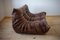 Vintage Brown Leather Togo Living Room Set by Michel Ducaroy for Ligne Roset, Set of 3 3