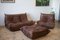 Vintage Brown Leather Togo Living Room Set by Michel Ducaroy for Ligne Roset, Set of 3 1